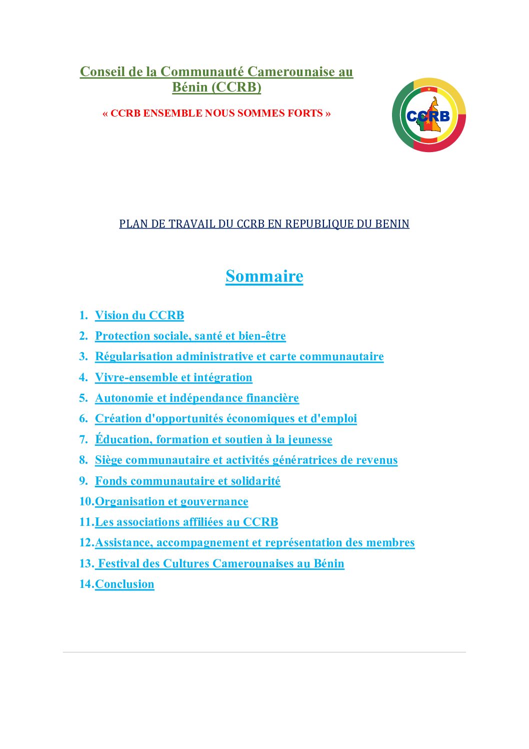 Projet communautaire du CCRB